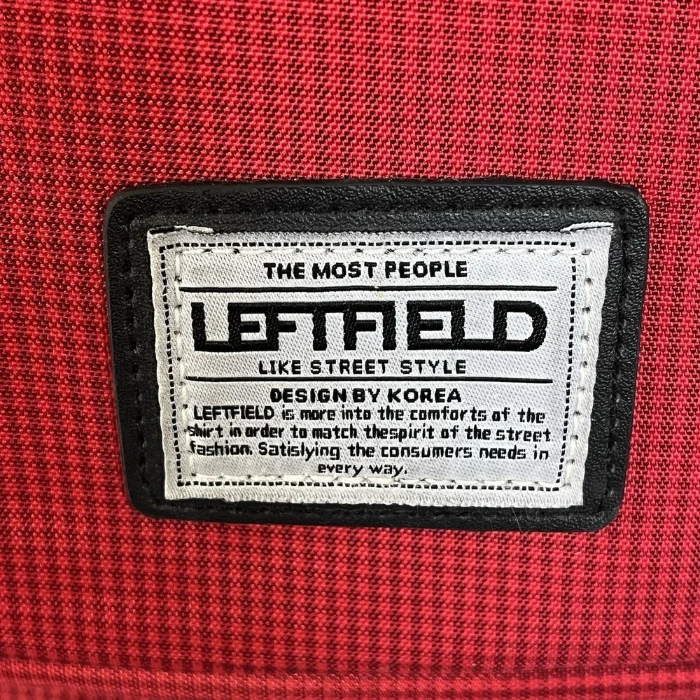 Leftfield Korean Streetwear Red Canvas Backpack Laptop Bag Pockets School Uni